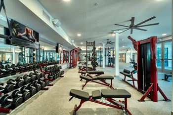 A spacious fitness center